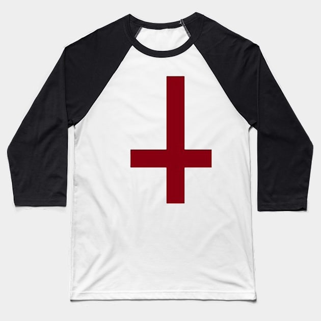 Upside Down Cross Baseball T-Shirt by CelestialTees